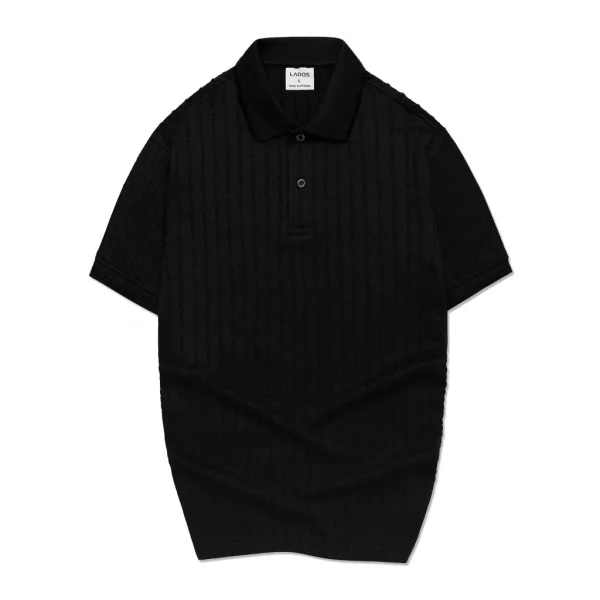 Áo thun polo ngắn tay vân dệt kim LADOS-9187-đen_6