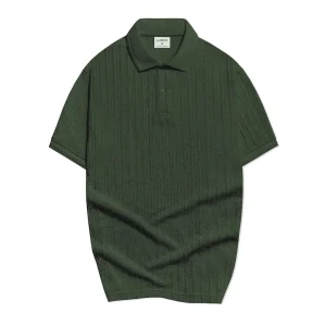 Áo thun polo ngắn tay vân dệt kim LADOS-9187-rêu_4