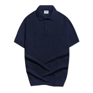 Áo thun polo ngắn tay vân dệt kim LADOS-9187-xanh đen_3