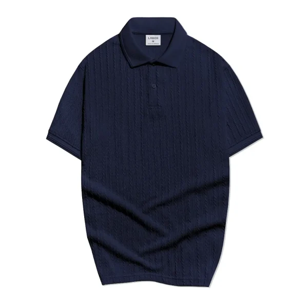 Áo thun polo ngắn tay vân dệt kim LADOS-9187-xanh đen_3
