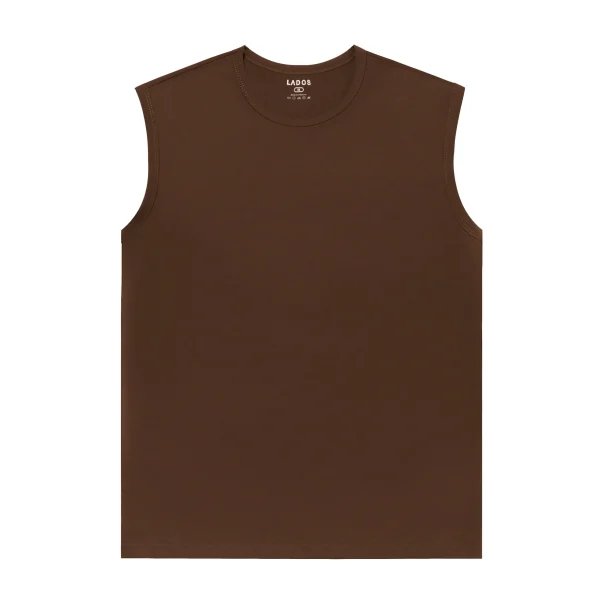 Áo thun tank top nam trơn LADOS-9085-cacao