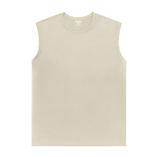 Áo thun tank top nam trơn LADOS-9085-kem