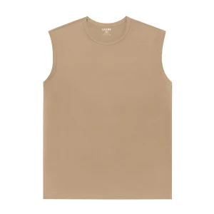 Áo thun tank top nam trơn LADOS-9085-kem đậm
