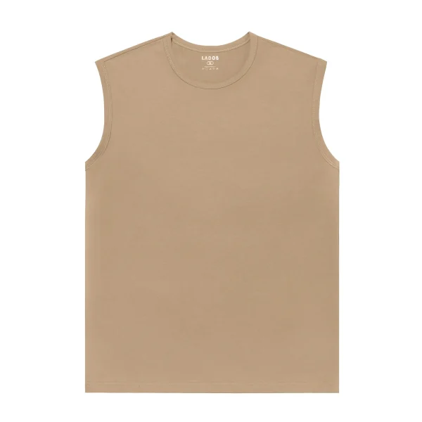 Áo thun tank top nam trơn LADOS-9085-kem đậm