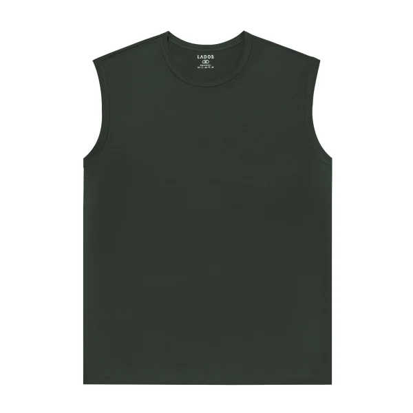 Áo thun tank top nam trơn LADOS-9085-xám rêu