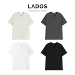 Áo thun tay ngắn cổ tròn xẻ V nam nữ LADOS-9141 đẹp