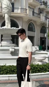 Form dáng Áo thun polo ngắn tay vân dệt kim LADOS-9187_1
