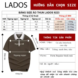 Size Áo Polo Ngắn Tay Nam LADOS-9223