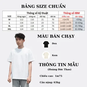 Size Áo Thun Tee cổ tròn Unisex Lados-9144
