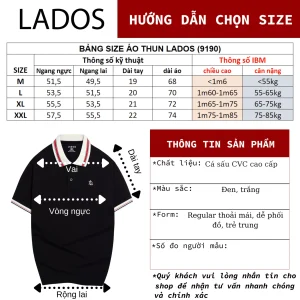Size Áo thun polo ngắn tay thun cá sấu nam LADOS-9190