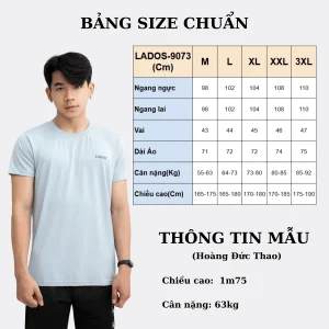 Size Áo thun thể thao nam cổ tròn LADOS - 9073