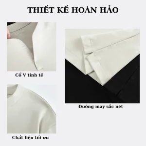 Thiết kế Áo thun tay ngắn cổ tròn xẻ V nam nữ LADOS-9141