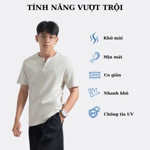 Tính năng Áo thun tay ngắn cổ tròn xẻ V nam nữ LADOS-9141