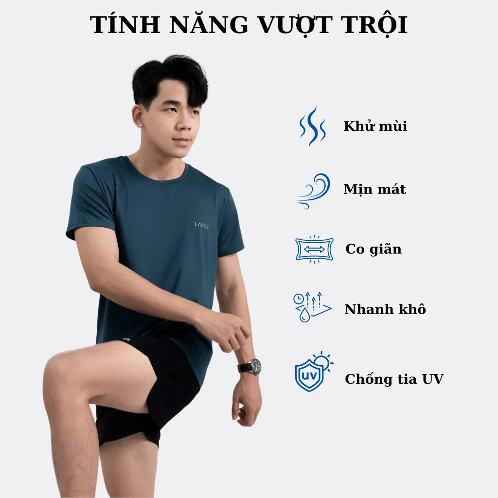 Tính năng Áo thun thể thao nam cổ tròn LADOS - 9073